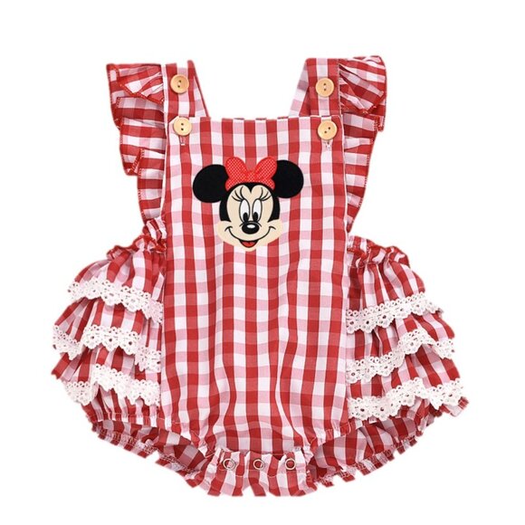 Minnie Mouse First Birthday Romper Minnie Mouse Dress Clothes outfit Jumpsuit - Picture 2 of 7